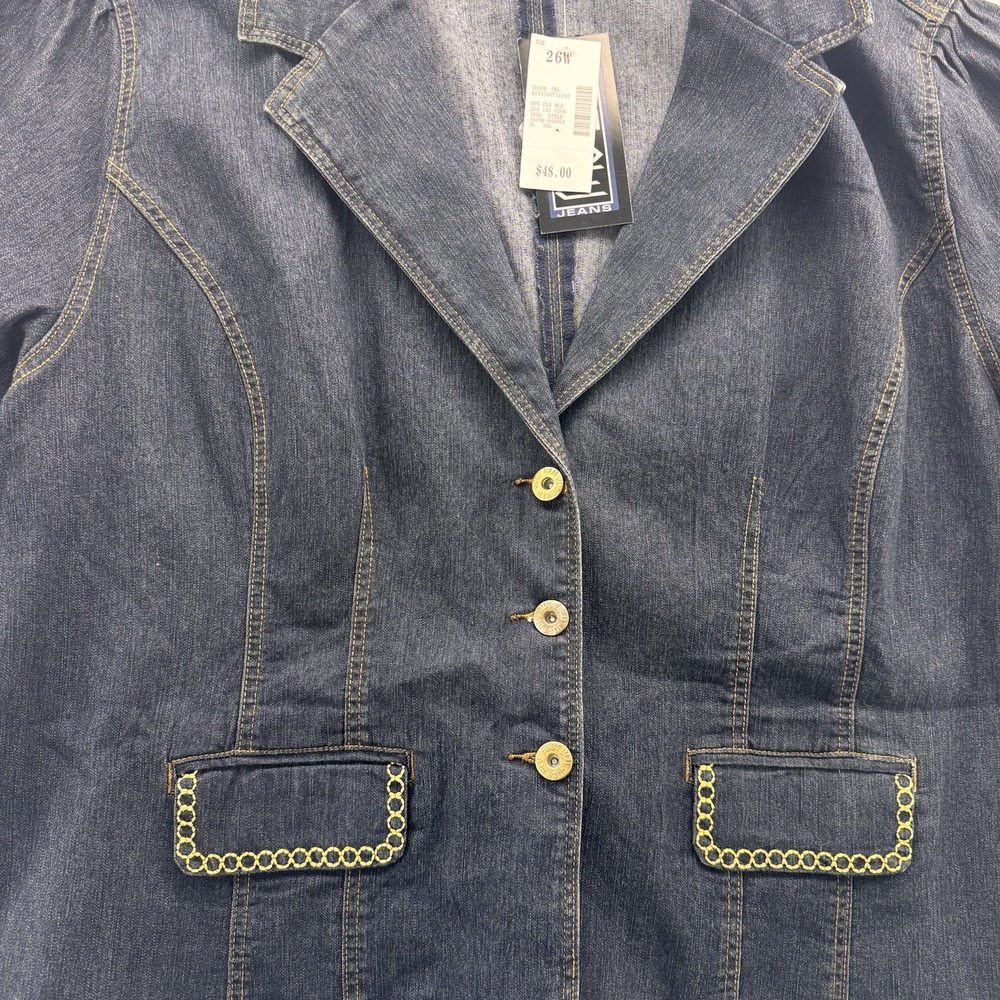 Just Blu Jeans Denim Jean Blazer Jacket Embellishment 26W NWT - Picture 3 of 12